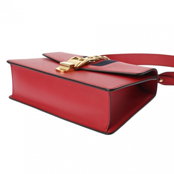 Gucci Sylvie Red Shoulder Bag Calfskin Leather - Picture 5 of 9